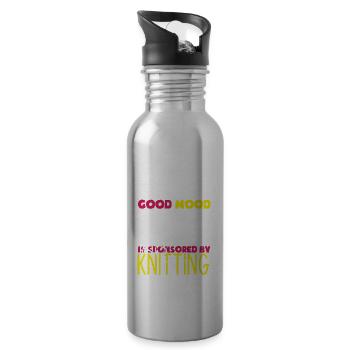 Funny Knitting Knitting Needle Gift - Water bottle with straw - silver - Right
