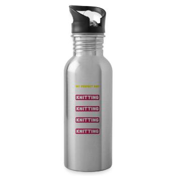 Lustiges Stricken Stricknadel Geschenk - Trinkflasche mit integriertem Trinkhalm - Lightsilver - Rechts