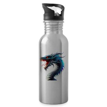 Dragon (02) - Water bottle with straw - silver - Right
