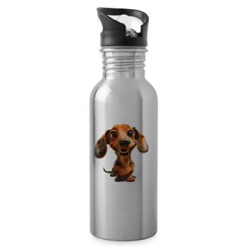 Lustiges Deutscher Boxer T für Hundehalter Hunde - Trinkflasche mit integriertem Trinkhalm - Lightsilver - Rechts