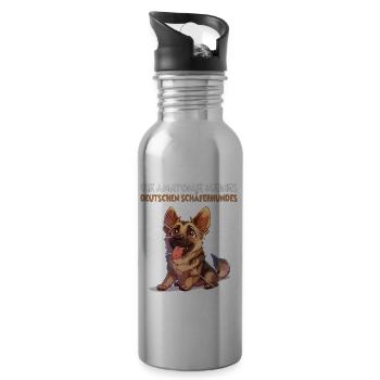 Berger allemand chien propriétaire T anatomie promenade - Gourde avec paille intégrée - argent clair - Droite