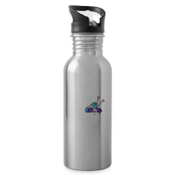 Lustiges Stricken Stricknadel Geschenk - Trinkflasche mit integriertem Trinkhalm - Lightsilver - Rechts