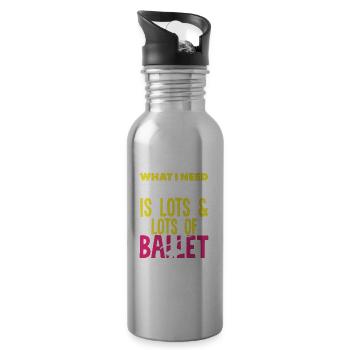 Cute Ballerina Ballet Dancer Gift - Water bottle with straw - silver - Right