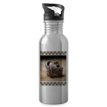 Konzentrische amerikanische Flaggen Wüste Tarnung Tiefe - Trinkflasche mit integriertem Trinkhalm - Lightsilver - Rechts