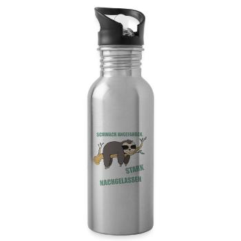 My motivation started weak Sloth - Water bottle with straw - silver - Right