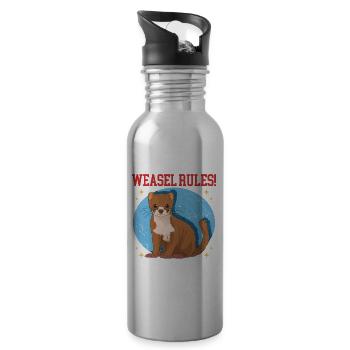 Weasel Mouse Weasel Hermännchen Gift - Water bottle with straw - silver - Right