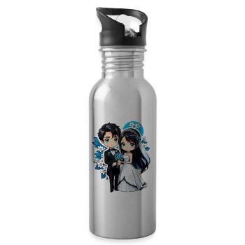just married - pour mariage - Gourde avec paille intégrée - argent clair - Droite