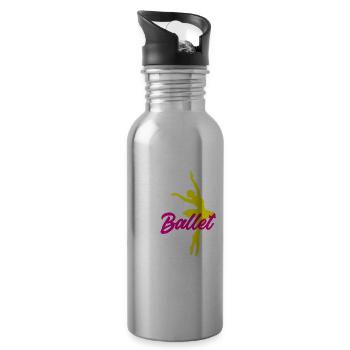 Süßes Ballerina Ballettänzerin Geschenk - Trinkflasche mit integriertem Trinkhalm - Lightsilver - Rechts