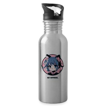 The cutest cute anime girl, don't say anything - Water bottle with straw - silver - Right