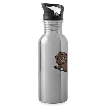 Bisamratte - Trinkflasche mit integriertem Trinkhalm - Lightsilver - Rechts