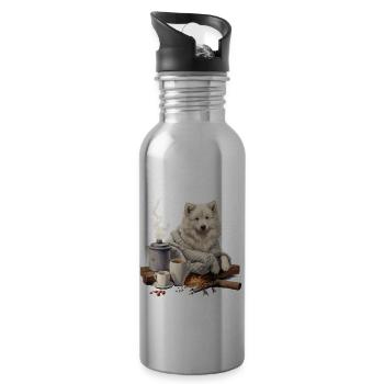 Eskimo Dog Cottagecore Fireside Coziness Hommes - Gourde avec paille intégrée - argent clair - Droite