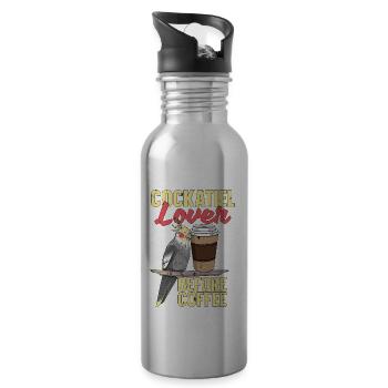 Cockatiel Lover Before Birdwatcher Coffee Lover - Trinkflasche mit integriertem Trinkhalm - Lightsilver - Rechts