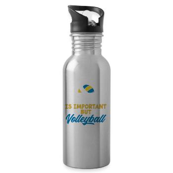 Lustiges Volleyball Geschenk - Trinkflasche mit integriertem Trinkhalm - Lightsilver - Rechts