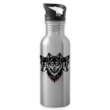 Wolf Head Pack - Water bottle with straw - silver - Right