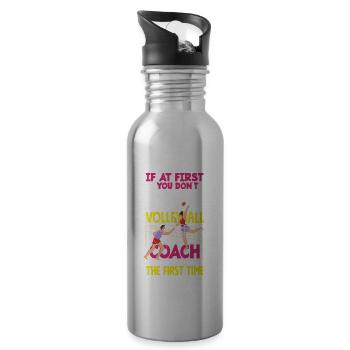 Lustiges Volleyball Geschenk - Trinkflasche mit integriertem Trinkhalm - Lightsilver - Rechts