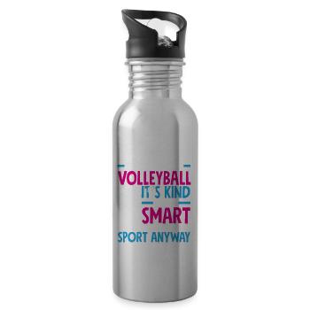 Lustiges Volleyball Geschenk - Trinkflasche mit integriertem Trinkhalm - Lightsilver - Rechts