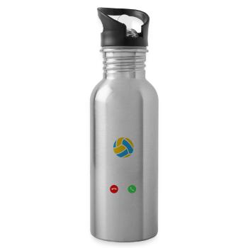 Lustiges Volleyball Geschenk - Trinkflasche mit integriertem Trinkhalm - Lightsilver - Rechts