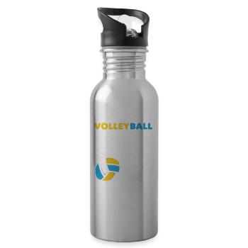 Lustiges Volleyball Geschenk - Trinkflasche mit integriertem Trinkhalm - Lightsilver - Rechts