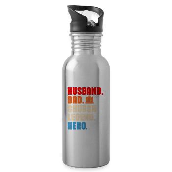 Husband Dad Church Legend Hero Organist Organ - Trinkflasche mit integriertem Trinkhalm - Lightsilver - Rechts