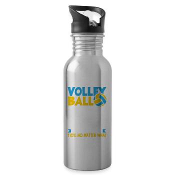 Lustiges Volleyball Geschenk - Trinkflasche mit integriertem Trinkhalm - Lightsilver - Rechts