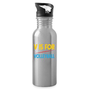 Lustiges Volleyball Geschenk - Trinkflasche mit integriertem Trinkhalm - Lightsilver - Rechts