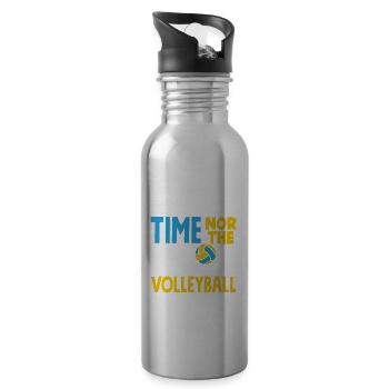 Lustiges Volleyball Geschenk - Trinkflasche mit integriertem Trinkhalm - Lightsilver - Rechts