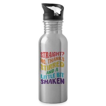Funny Lgbtq Pride Month T-Shirt - Water bottle with straw - silver - Right