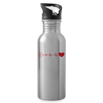 Lustiges Volleyball Geschenk - Trinkflasche mit integriertem Trinkhalm - Lightsilver - Rechts