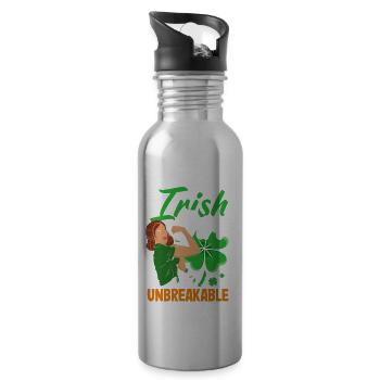 Funny Irishman Ireland Gift - Water bottle with straw - silver - Right