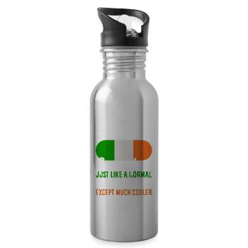 Funny Irishman Ireland Gift - Water bottle with straw - silver - Right