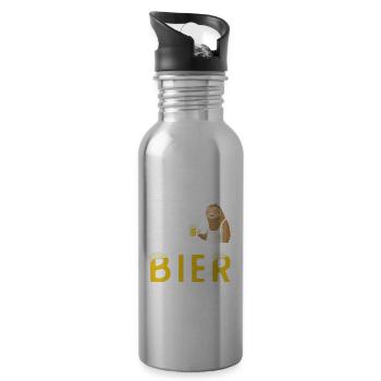 Entschuldigung dass ich zu spät bin Bier getrunken - Trinkflasche mit integriertem Trinkhalm - Lightsilver - Rechts