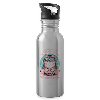 I Might Look Like I'm Listening To You Bobtail Cat - Water bottle with straw - silver - Right