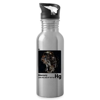 Mercure - Hg - Élément chimique 080 - Gourde avec paille intégrée - argent clair - Droite
