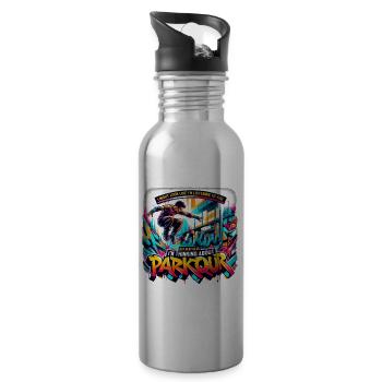 Parkour Free Running Springen Freerunning - Trinkflasche mit integriertem Trinkhalm - Lightsilver - Rechts