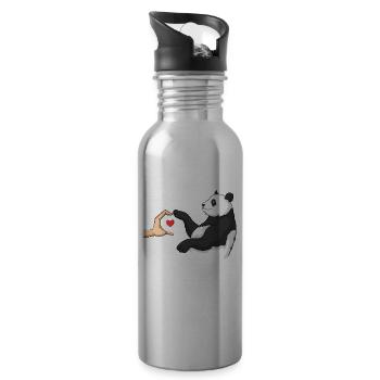 Panda Bear Lover Friend Pandas - Water bottle with straw - silver - Right