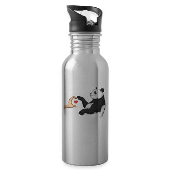Panda Bear Lover Friend Pandas - Water bottle with straw - silver - Right