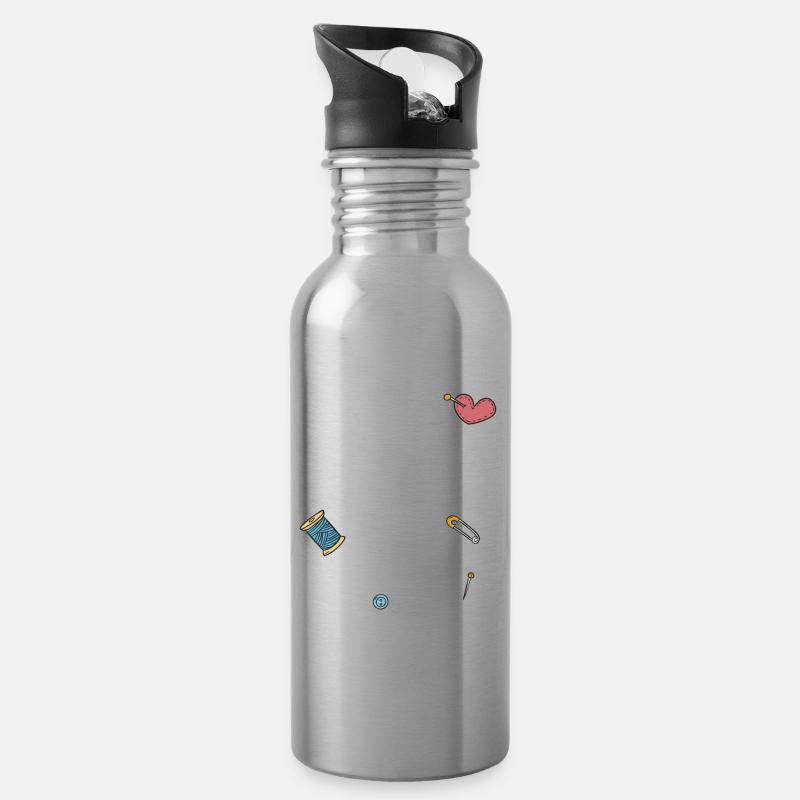 Ich Möchte Nur Zu Hause Bleiben Und Basteln - Trinkflasche mit integriertem Trinkhalm - Lightsilver