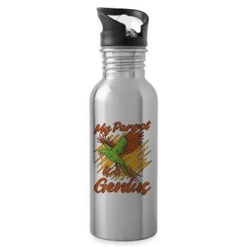 My Parrot Is A Genius Bird Owner Parrot Lover - Trinkflasche mit integriertem Trinkhalm - Lightsilver - Rechts