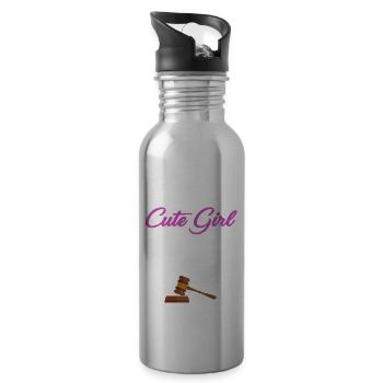 Ich Bin Das Süße Mädchen, Das Auch Eine Anwältin - Trinkflasche mit integriertem Trinkhalm - Lightsilver - Rechts