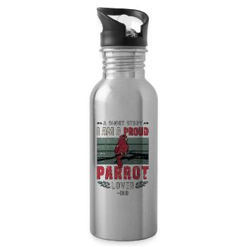 Parrot Lover A Short Story I Am A Proud Bird Lover - Trinkflasche mit integriertem Trinkhalm - Lightsilver - Rechts