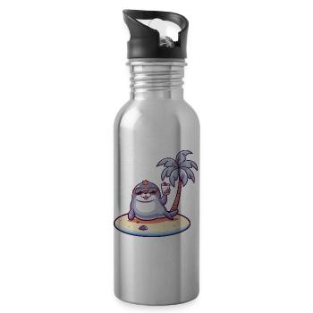 Seal Summer Beach Vacation - Water bottle with straw - silver - Right