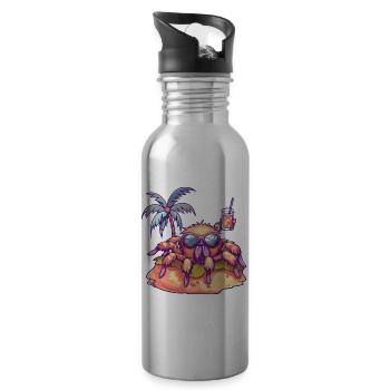 Tarantula Summer Beach Vacation - Water bottle with straw - silver - Right