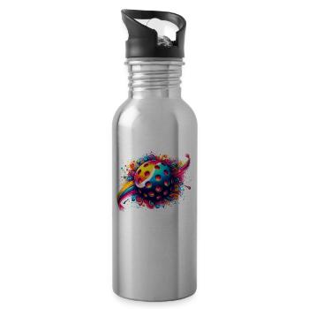 Splash Art Pickleball Player Pickle Ball Paddel - Trinkflasche mit integriertem Trinkhalm - Lightsilver - Rechts