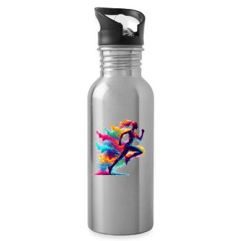 Splash Art Laufen Marathon Fitness Lauf - Trinkflasche mit integriertem Trinkhalm - Lightsilver - Rechts
