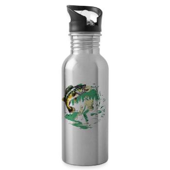 Bass Fish - Water bottle with straw - silver - Right