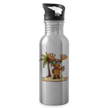 Elch Sommer Strand Urlaub - Trinkflasche mit integriertem Trinkhalm - Lightsilver - Rechts