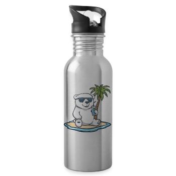 Eisbär Sommer Strand Urlaub - Trinkflasche mit integriertem Trinkhalm - Lightsilver - Rechts