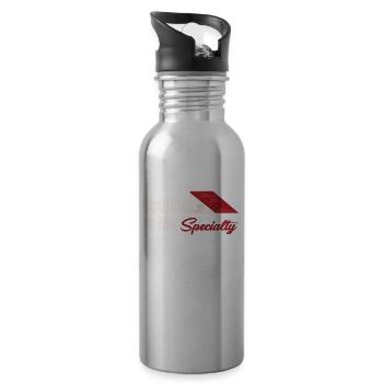 Dachdecker Ist Meine Spezialität: Bauunternehmer, - Trinkflasche mit integriertem Trinkhalm - Lightsilver - Rechts