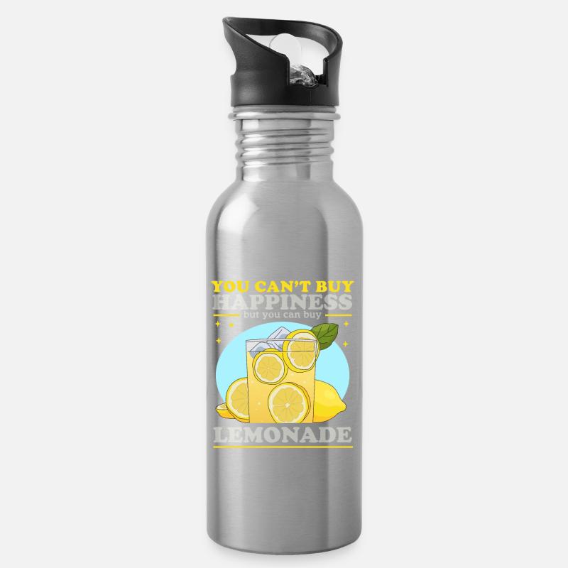Limonade Brause | Zitronen Limonade Geschenk - Trinkflasche mit integriertem Trinkhalm - Lightsilver
