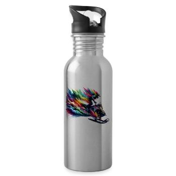Snowmobile Snow Winter Snowmobiling Snowmobiler - Water bottle with straw - silver - Right